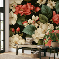 A sophisticated and elegant floral wall mural.
