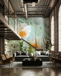 The color palette includes reds, oranges, and greens, in a gentle tone.
