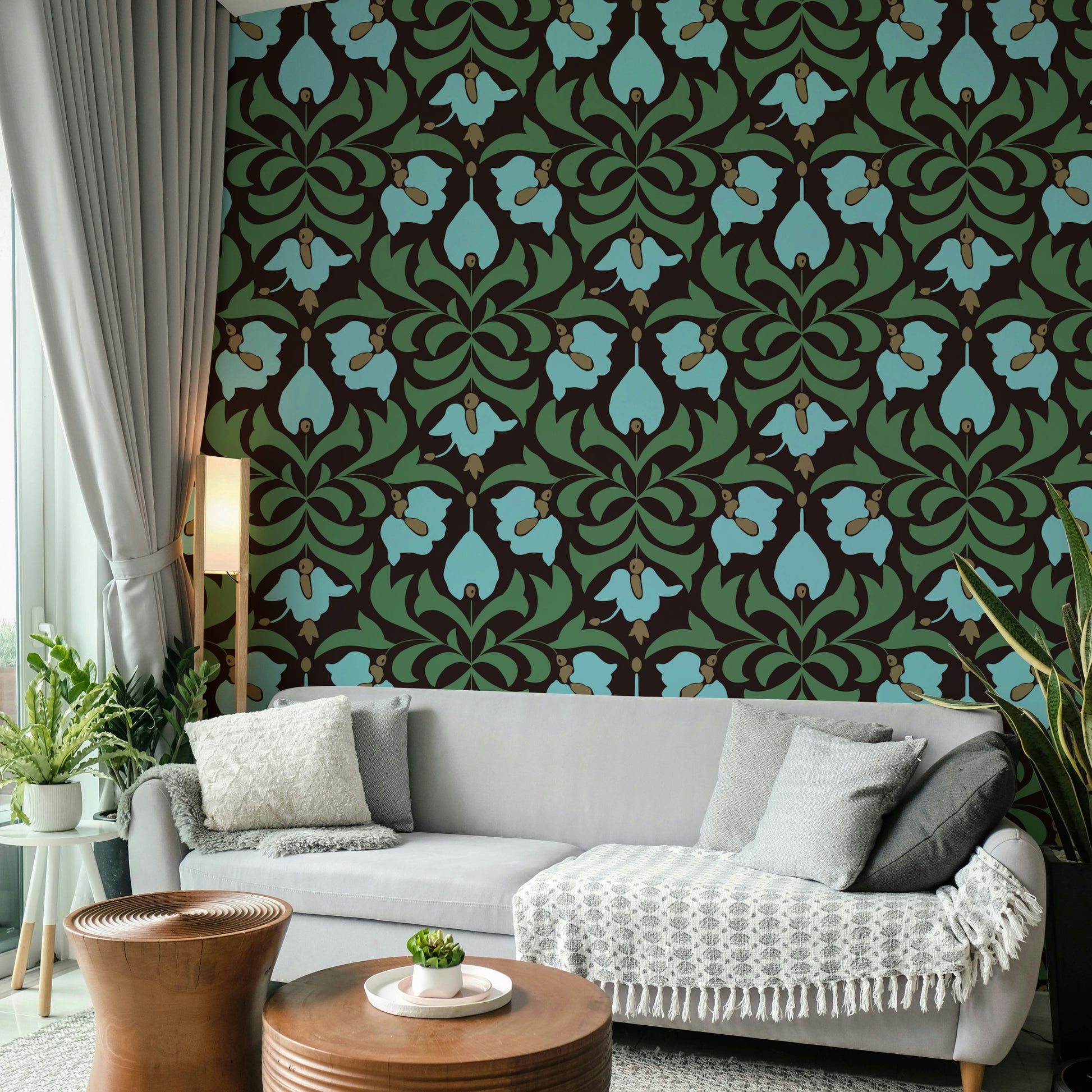 The flowers appear subtly, like a ghost print.
