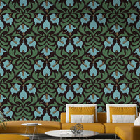 Features delicate, faded botanical designs.
