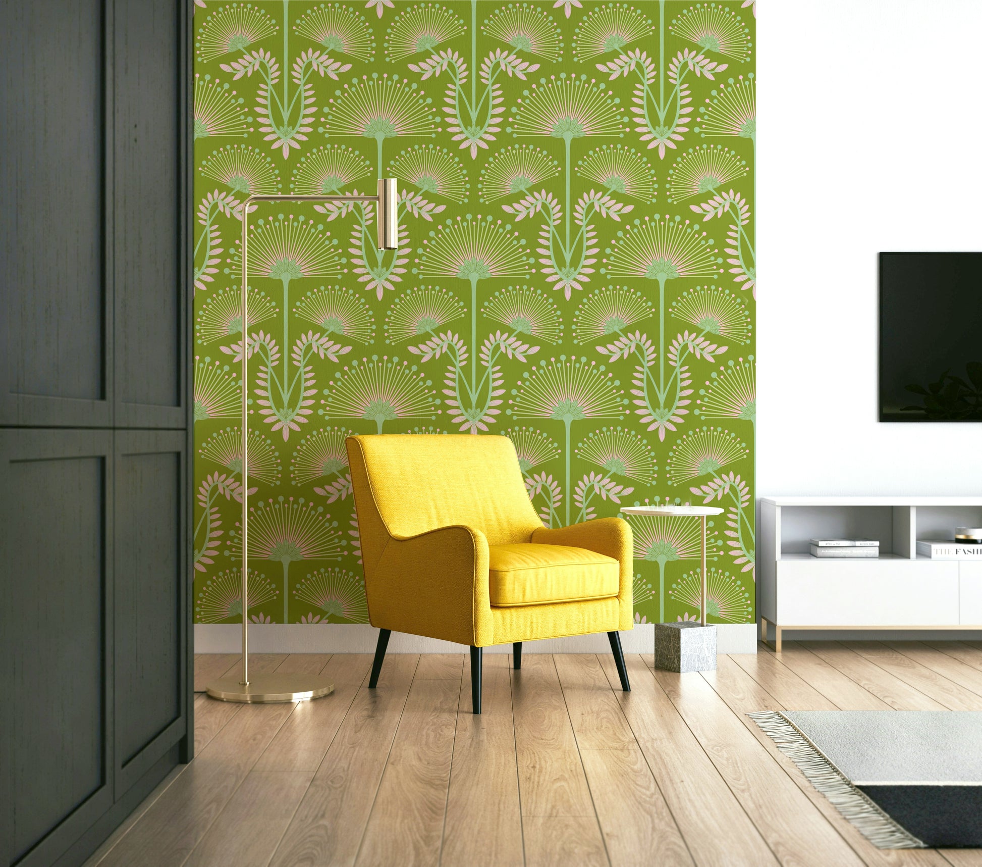 A luxurious and intricate floral wallpaper pattern.
