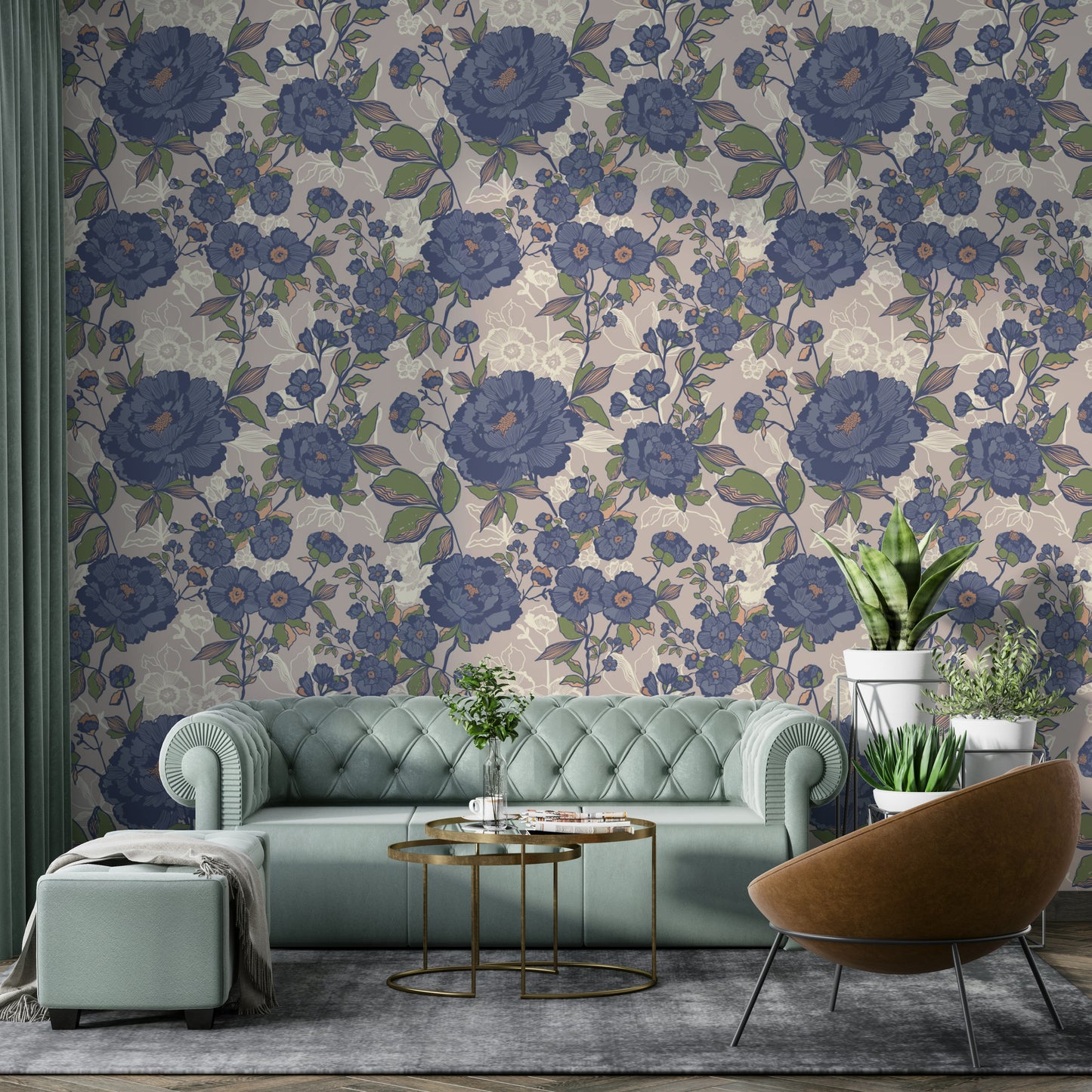 Floral wallpaper with a seamless pattern.

