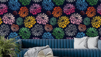 Floral wallpaper with a mix of vibrant colors.

