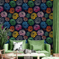Wallpaper with a bold floral design.


