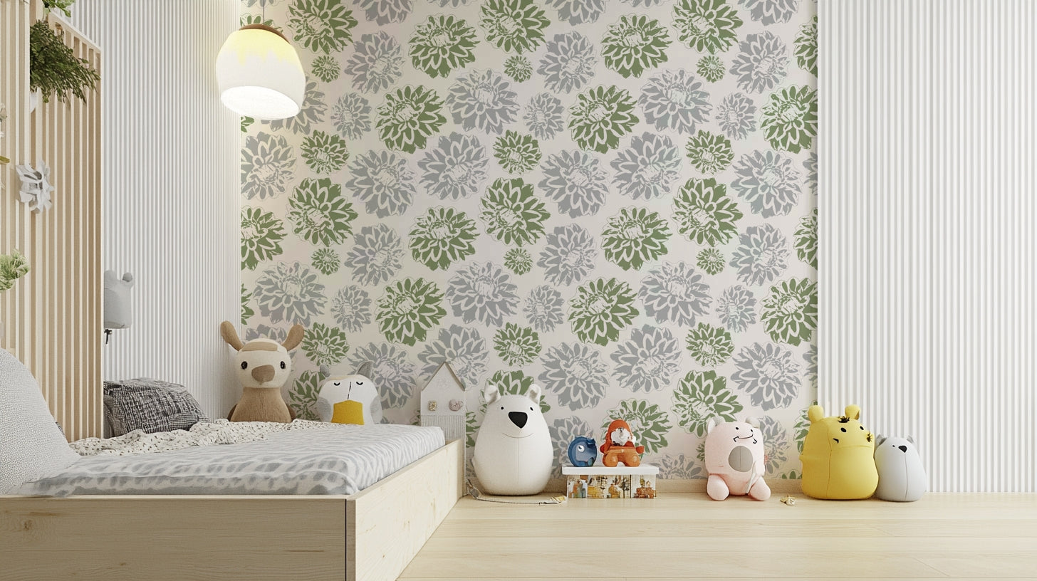 Wallpaper with a subtle floral design.

