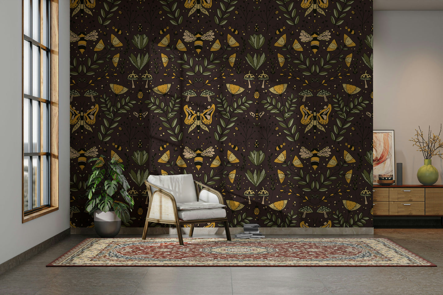 Bees, Butterflies, and Flowers mural for a child's room.

