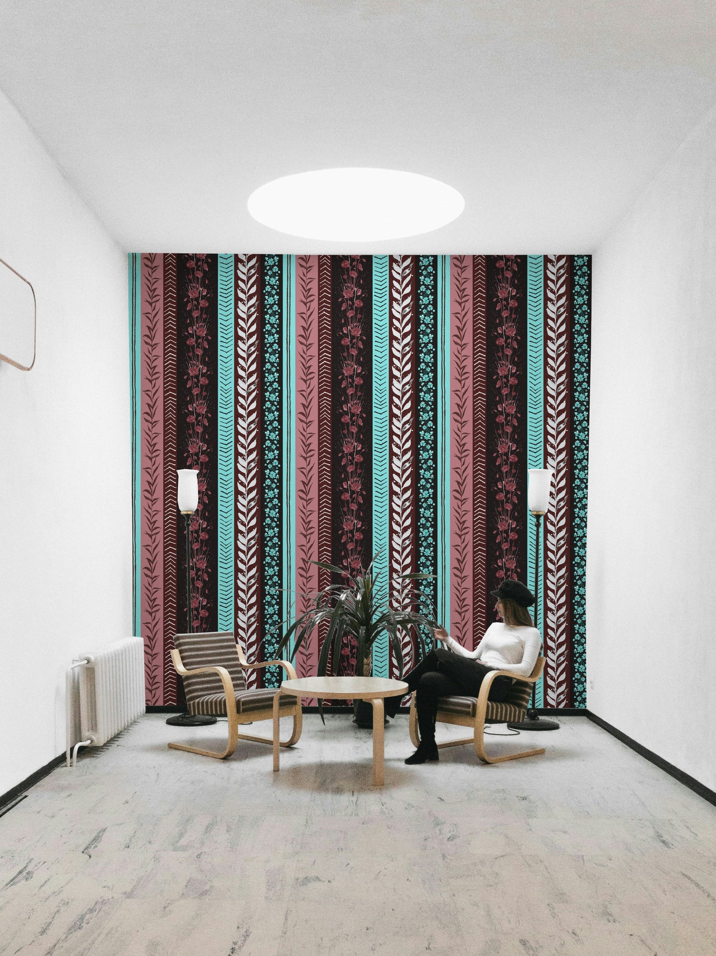 Autumn Stripes mural for a modern bedroom.

