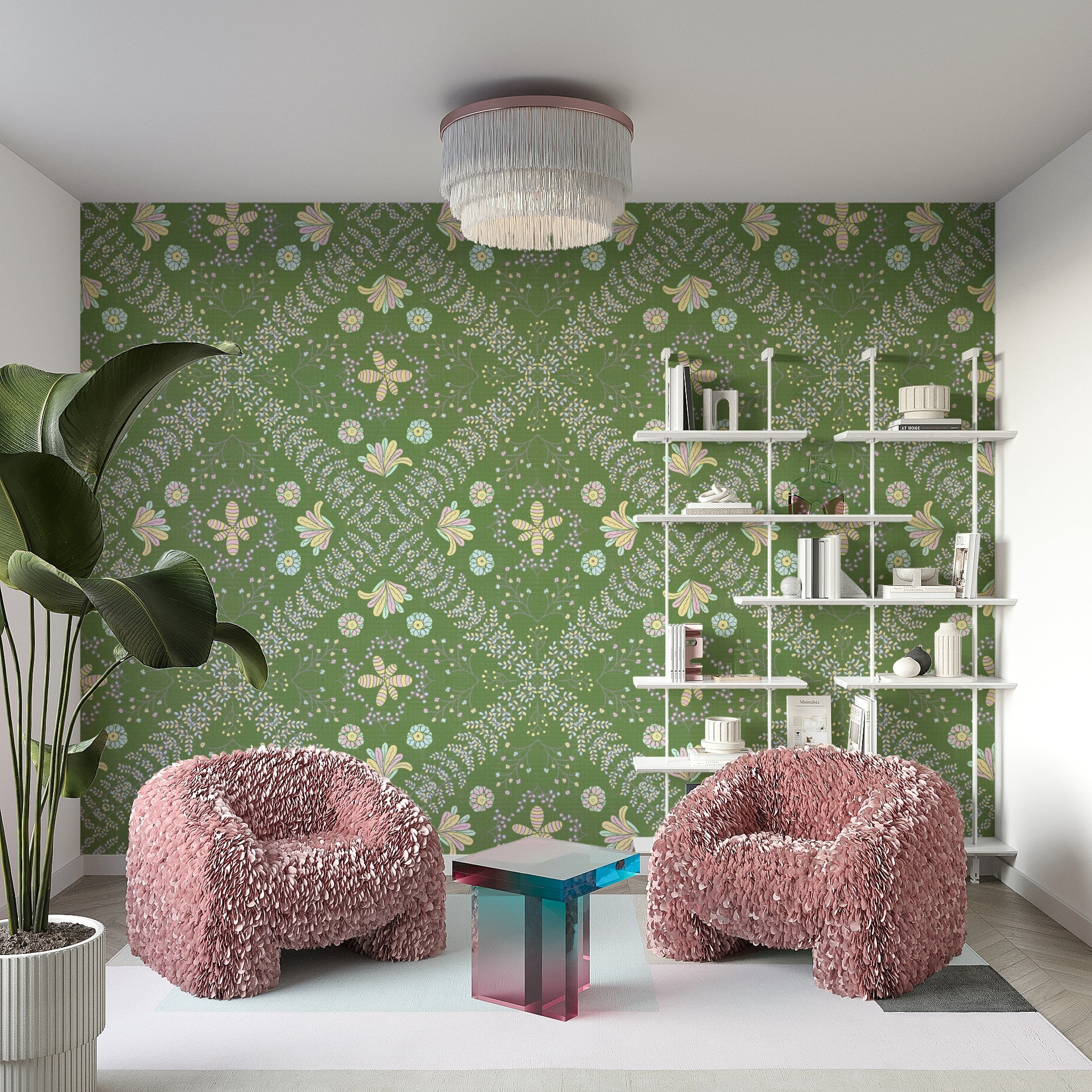 gentle floral wallpaper for a nursery

