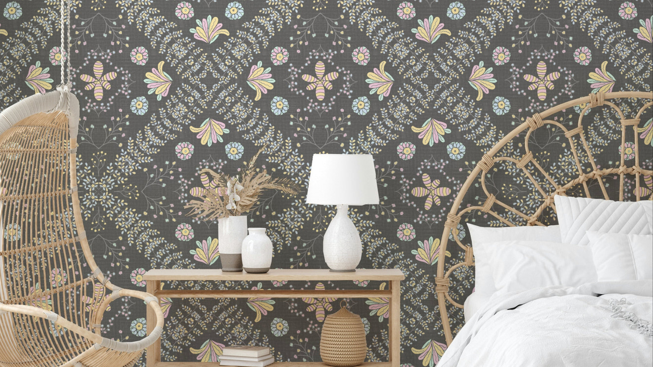 vintage style floral wallpaper

