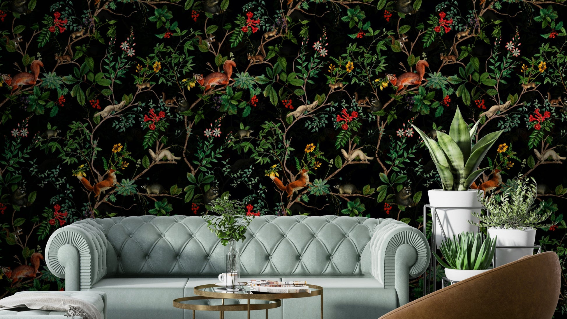 vintage style forest wallpaper

