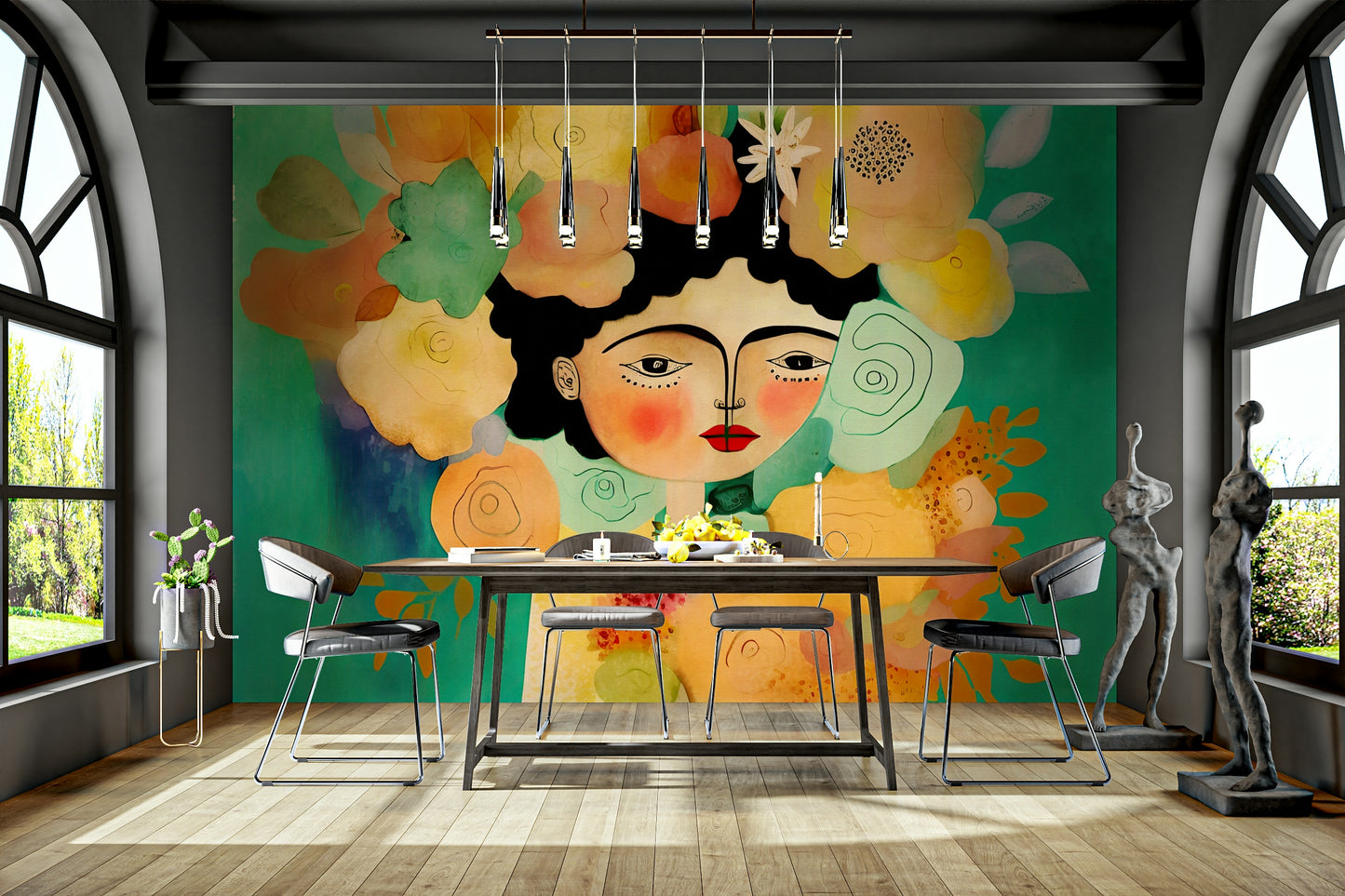 woman with a flower crown and closed eyes

