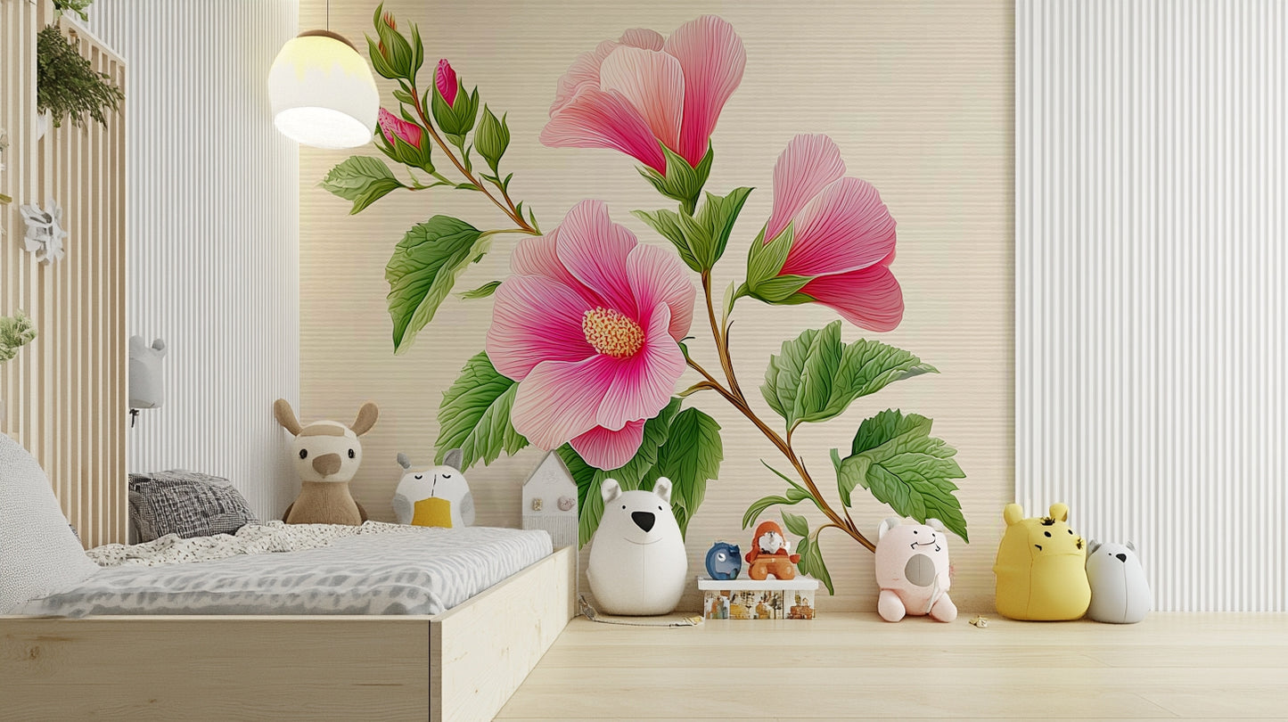 hibiscus hues wall mural

