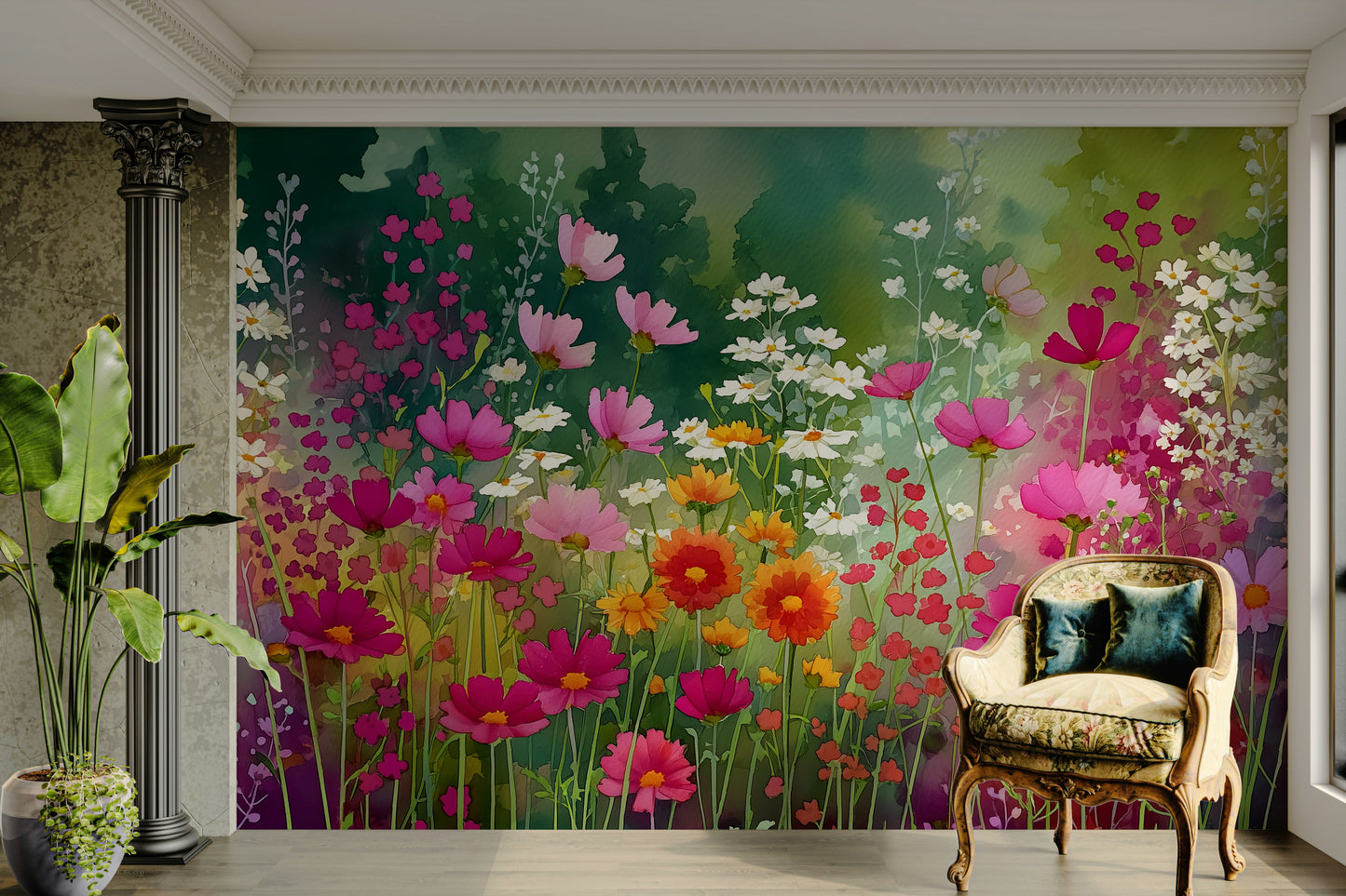 field of flowers art mural

