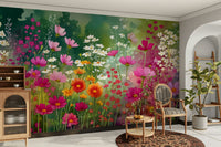artistic wildflower meadow on a wall

