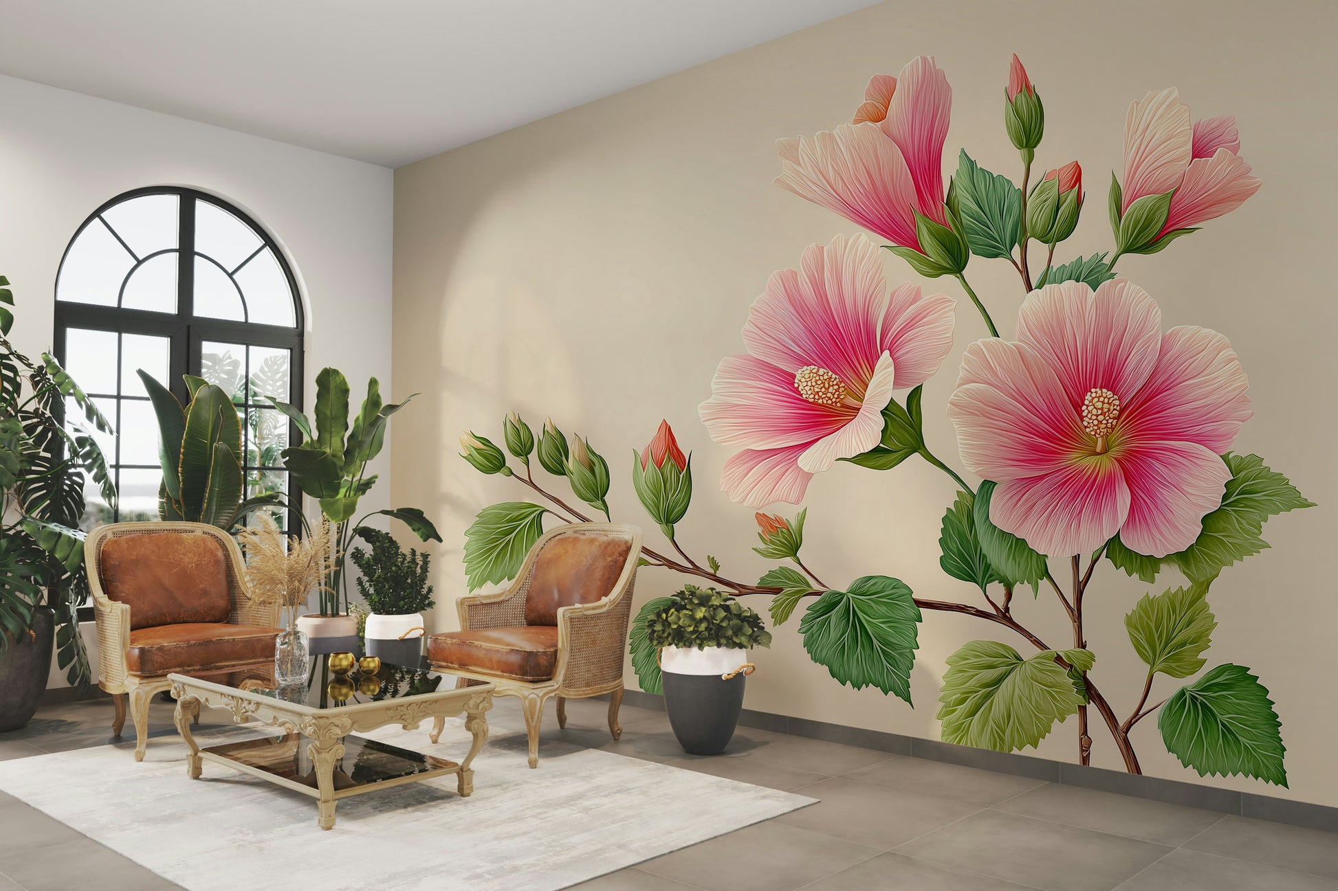 bold floral design mural

