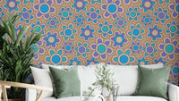 A wallpaper design with a retro floral pattern.

