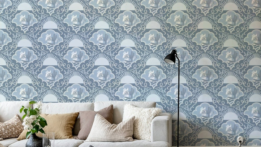 The image shows a serene, repeating pattern.

