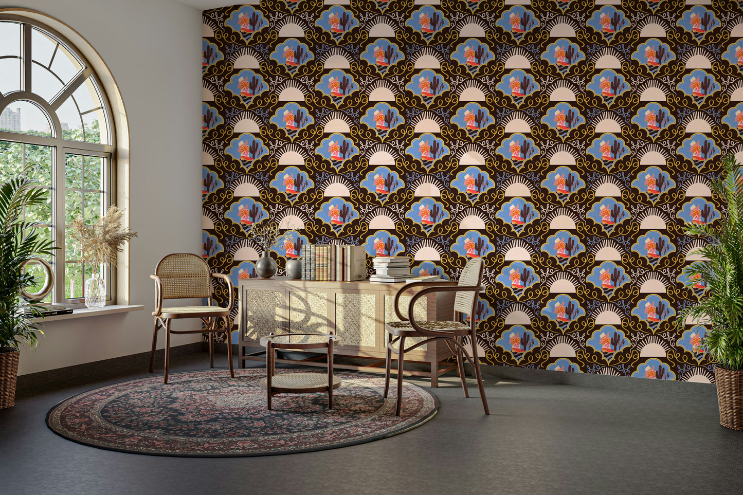 The image shows a whimsical, repeating pattern.

