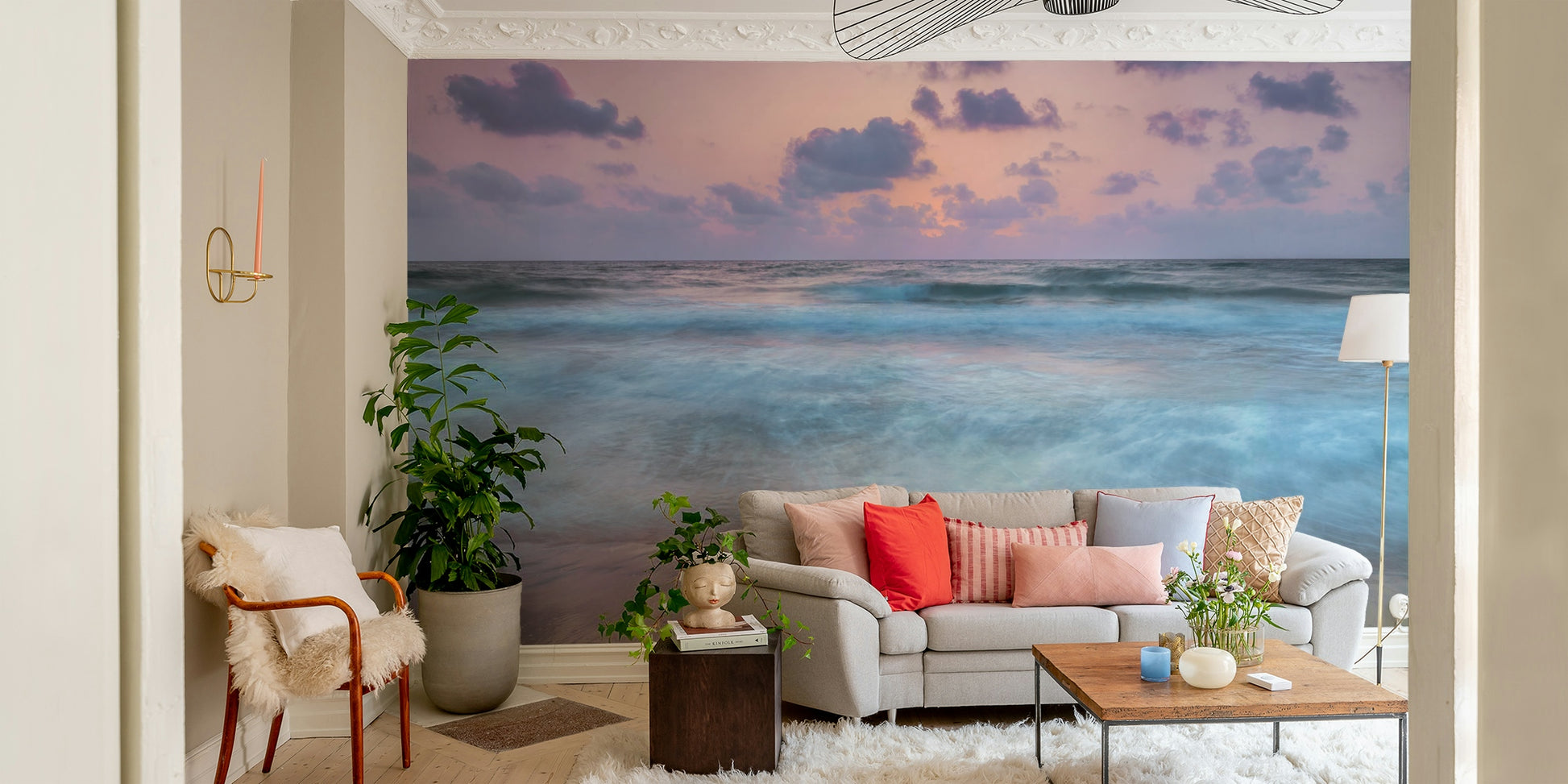 The colors are muted tones of purple, blue, and brown.

