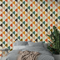 The wall mural is installed on a living room feature wall.

