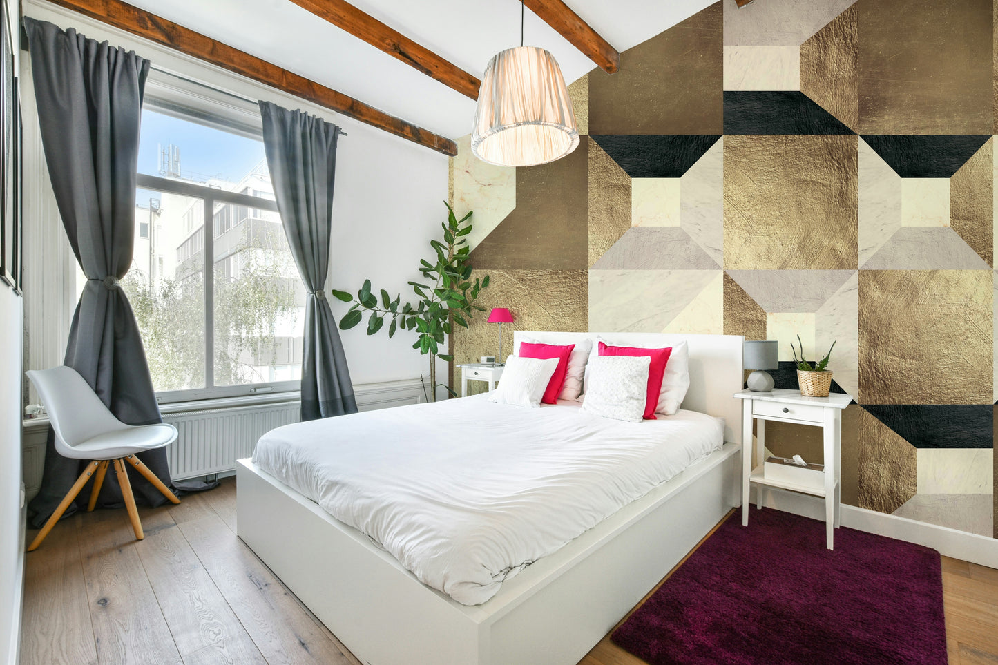 A close-up view of the detailed gilded lines and shapes.

