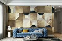 The style is geometric and has a luxurious, contemporary feel.

