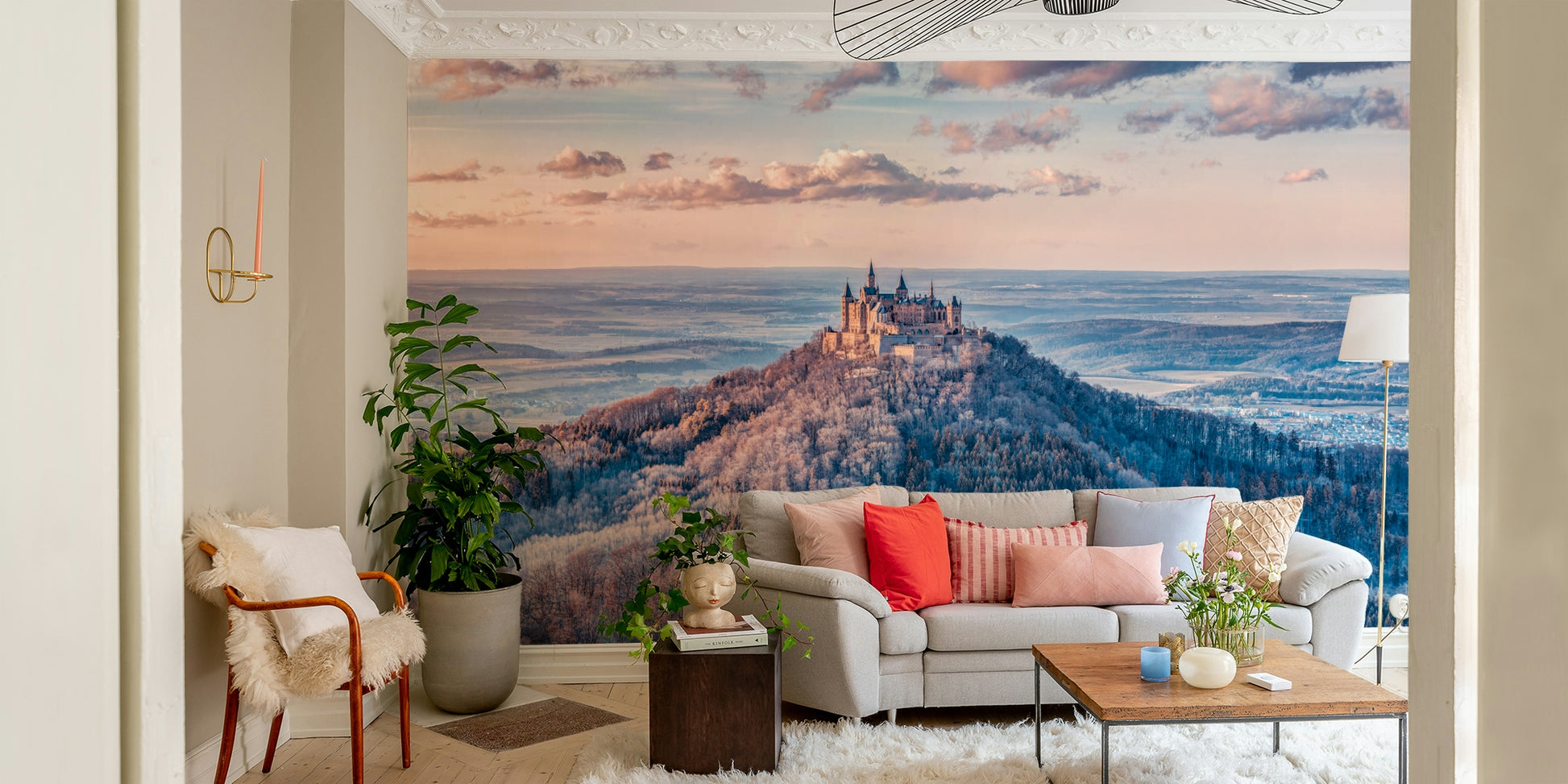 The scene has a grand and peaceful, almost surreal feel.

