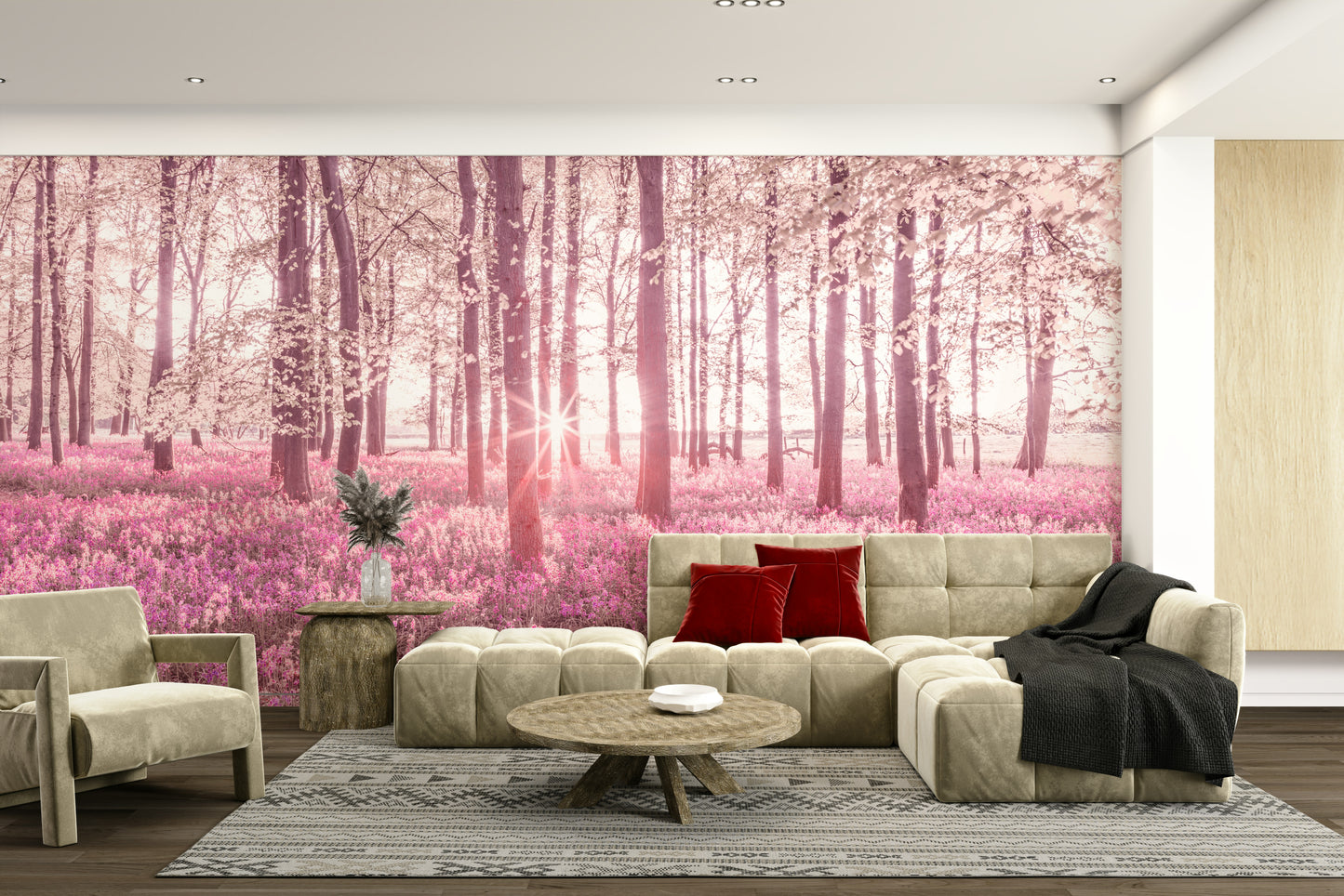 The wall mural is installed on a bedroom or nursery wall.

