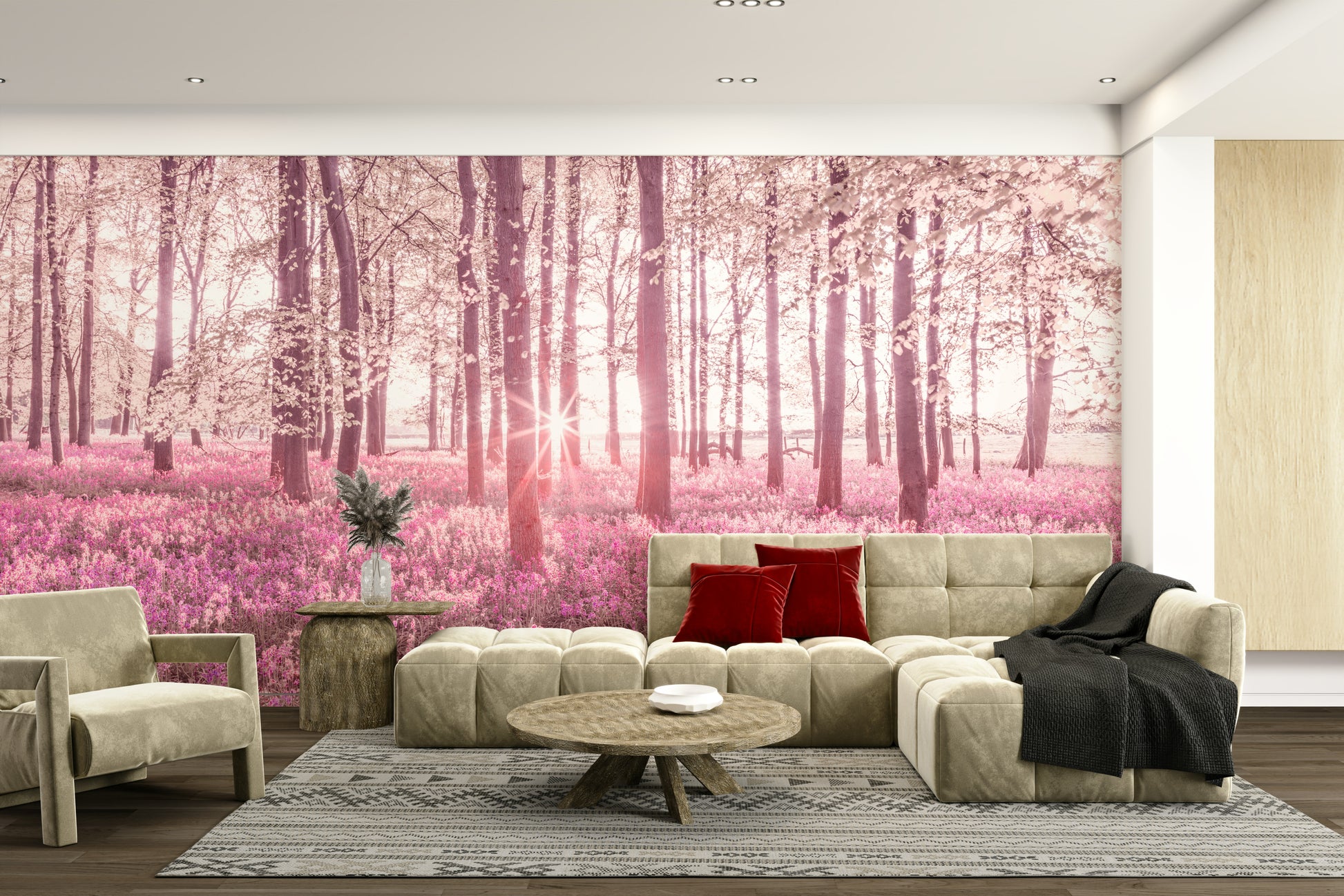 The wall mural is installed on a bedroom or nursery wall.

