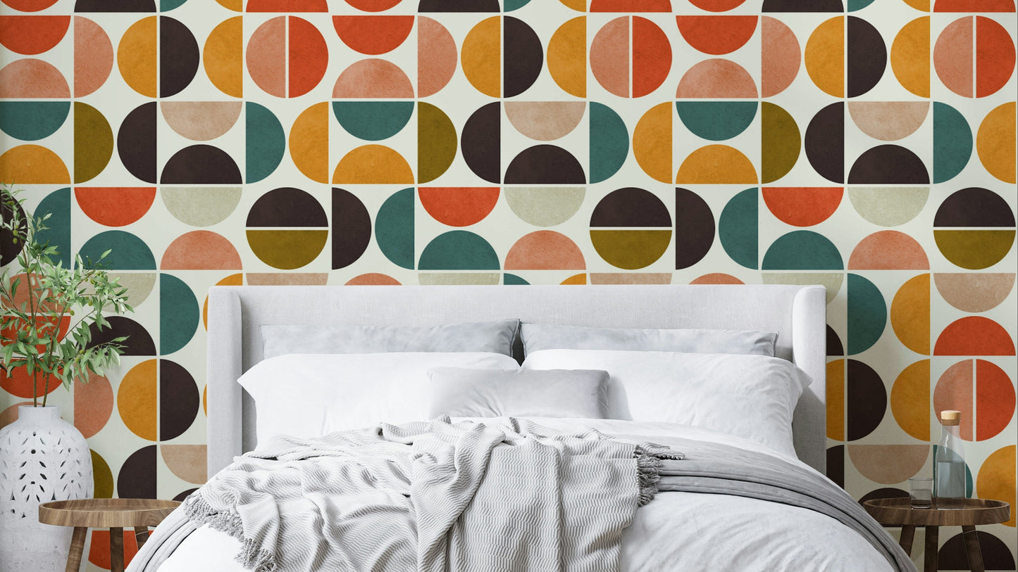 The design features various sized circles interlocking or layered.

