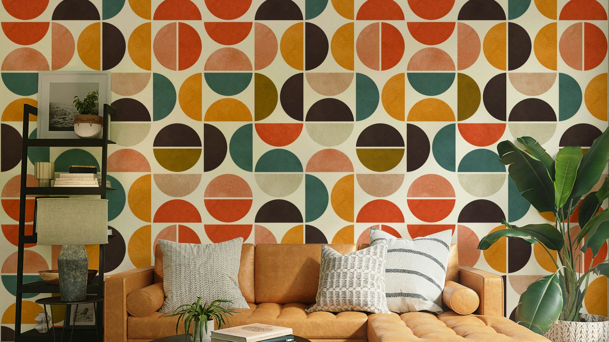 The colors are a classic retro palette, including oranges, yellows, and browns.

