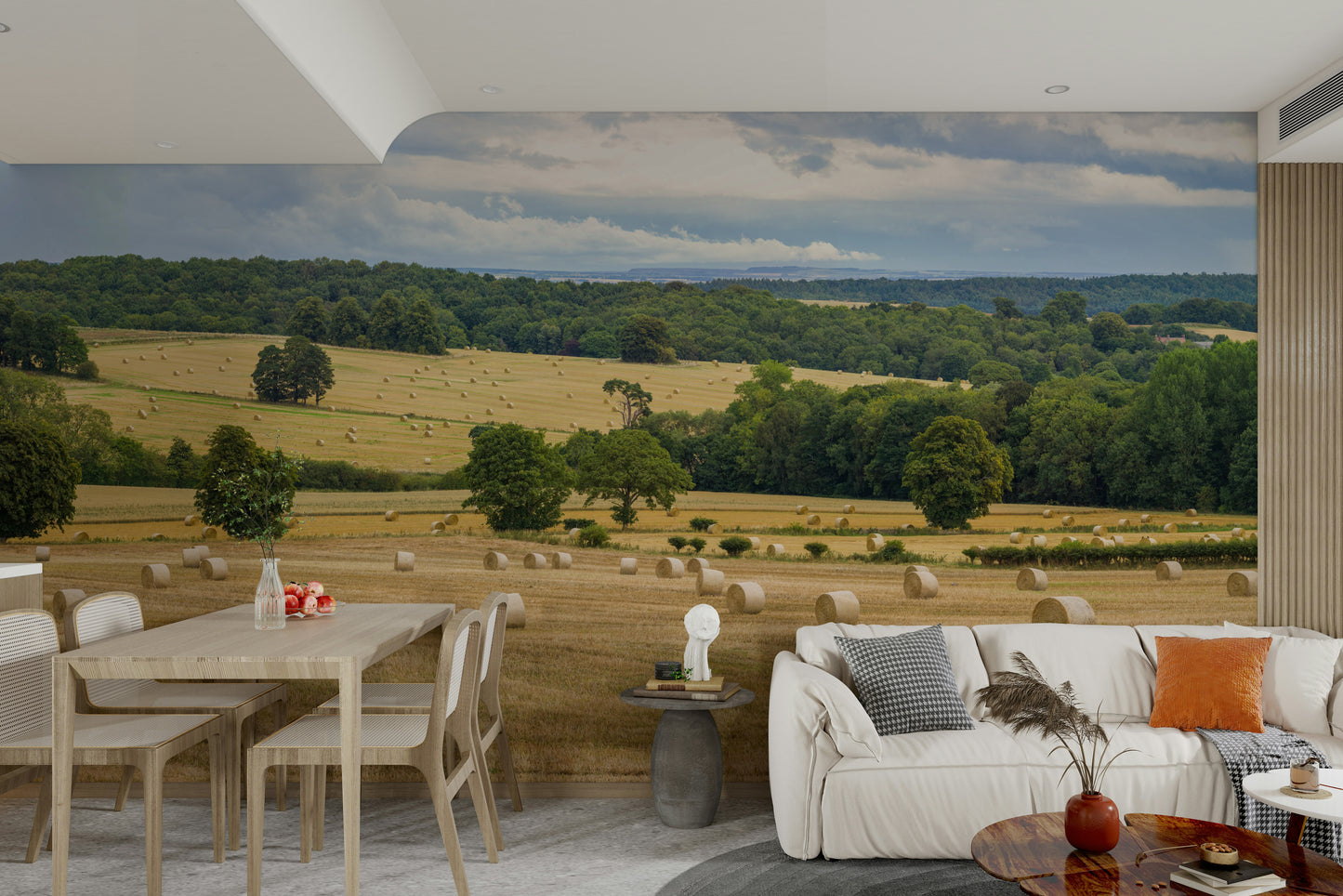 The sky is a clear blue or with some clouds.

