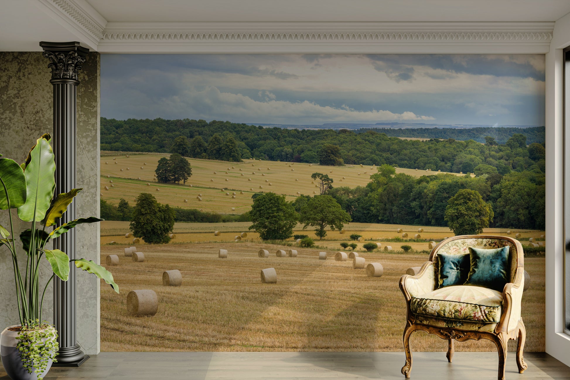 The mural gives a feeling of open space and quiet.

