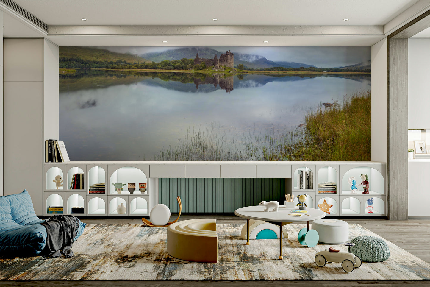 The water is still and calm.

