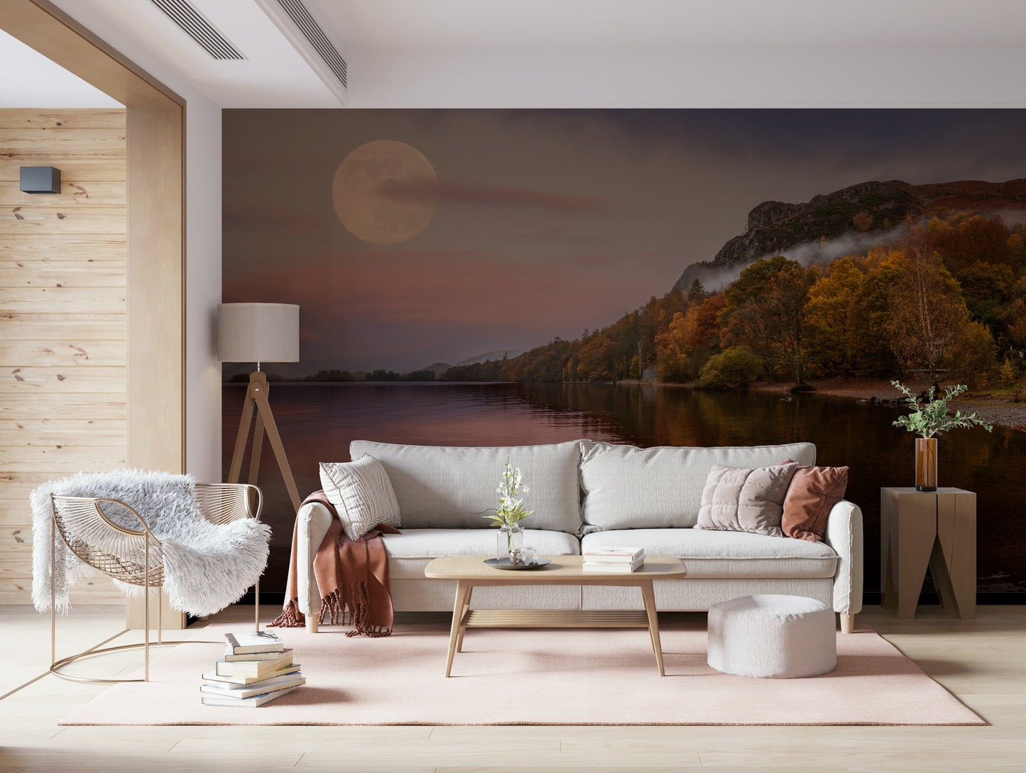 Autumnal Lake's Moon Wall Mural