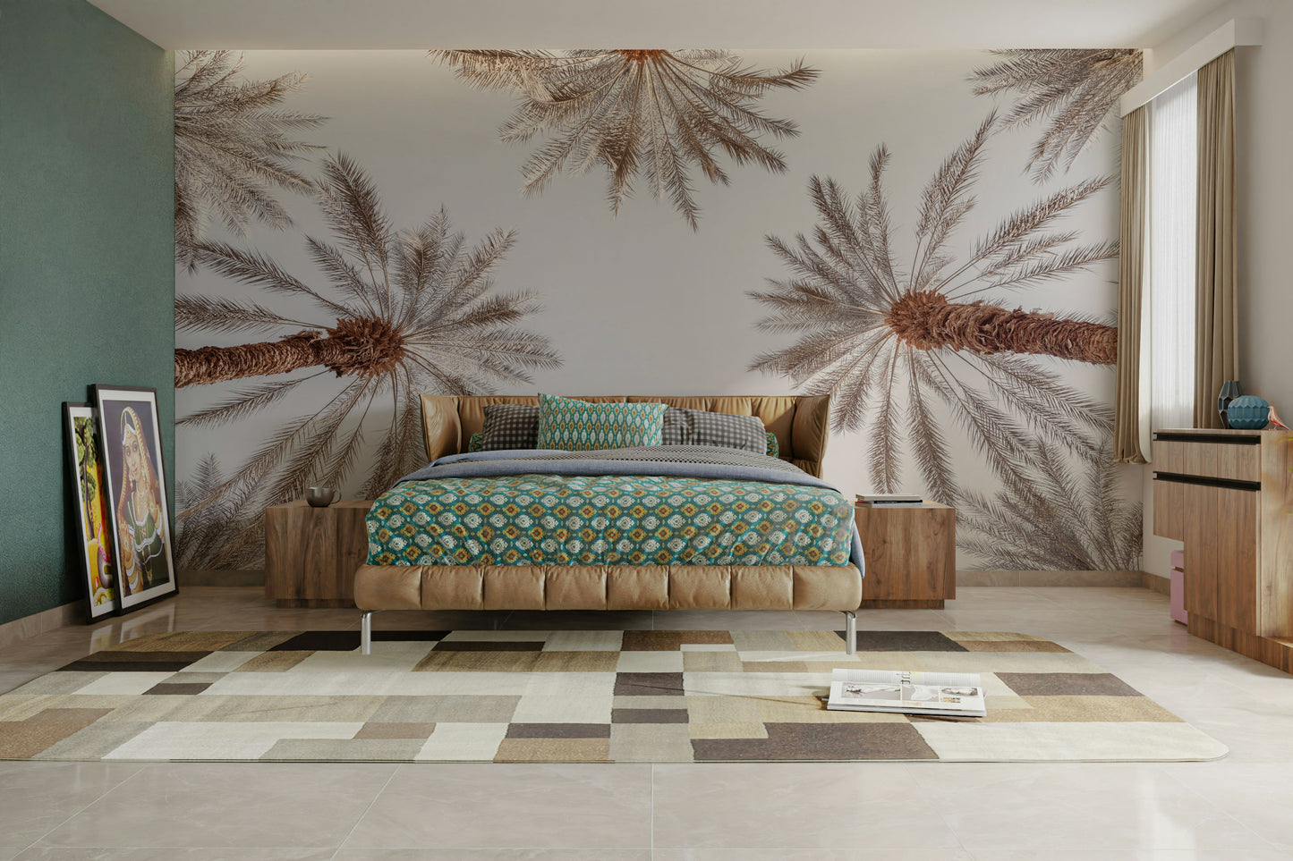 The palm tree tops are the central focus of the image.

