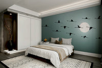 The composition is dynamic, showing the birds in flight.

