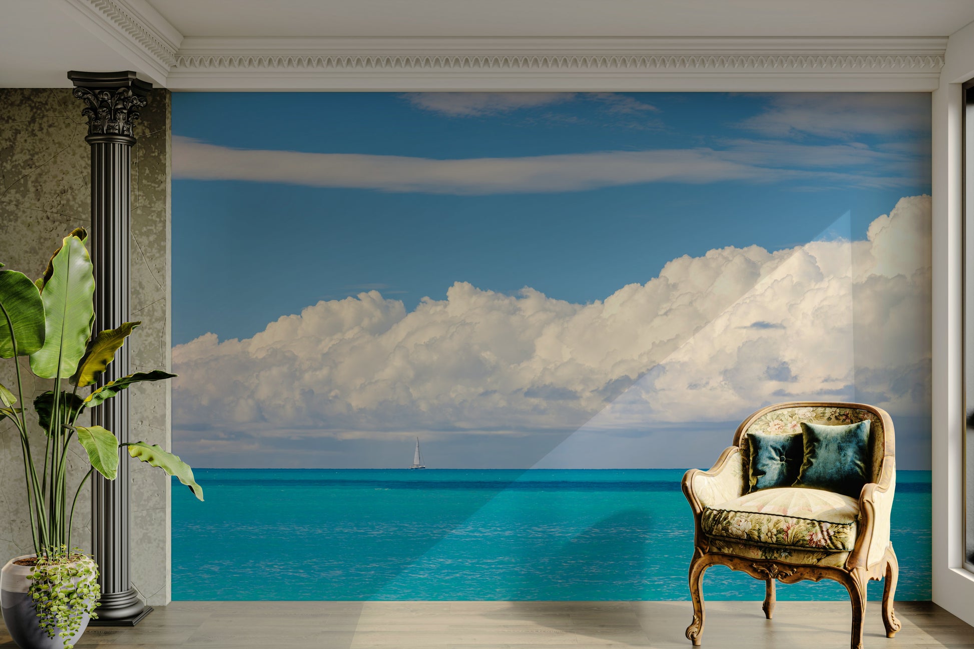 The water has a light, reflective surface.

