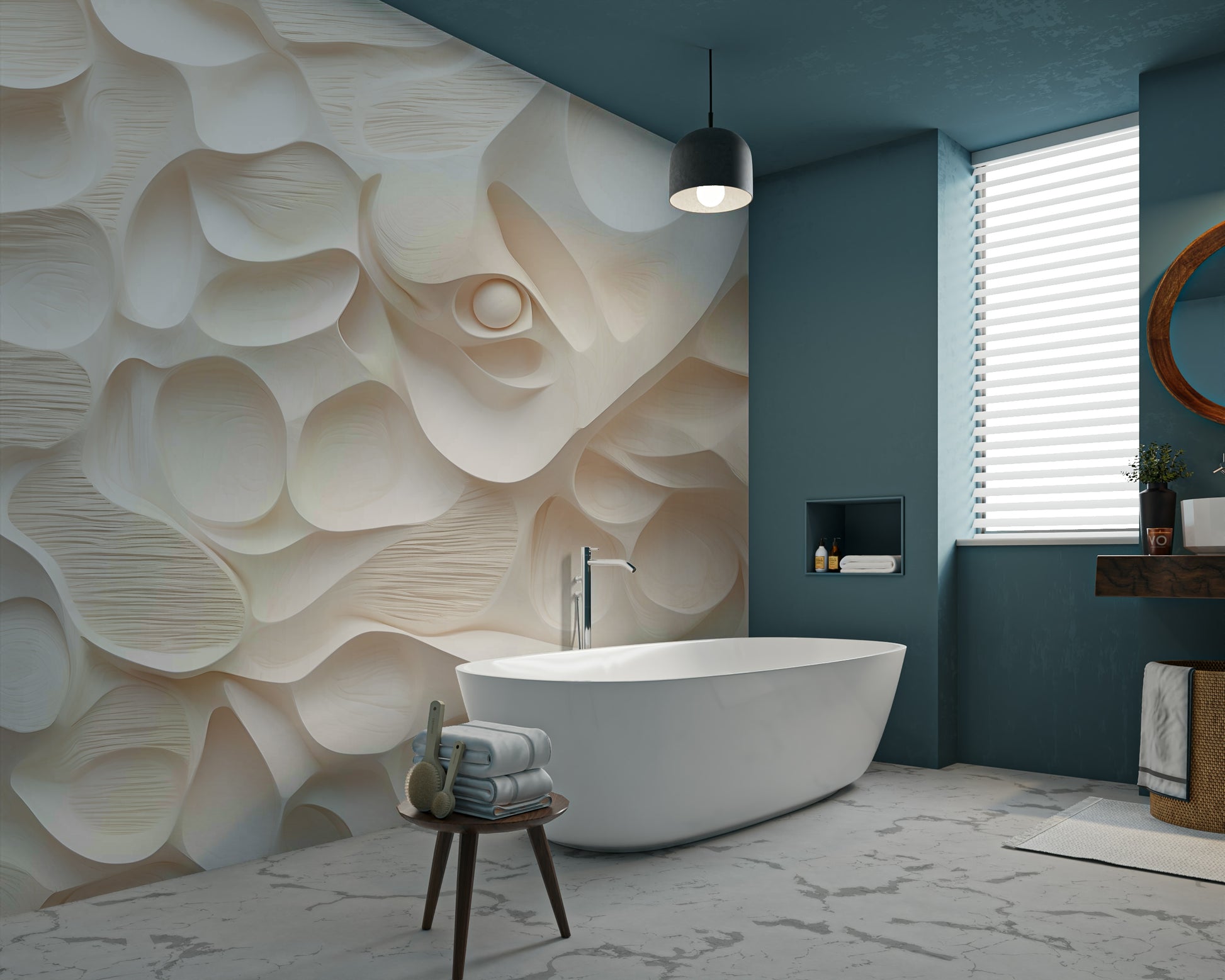 The sculpted surface is the central focus of the image.

