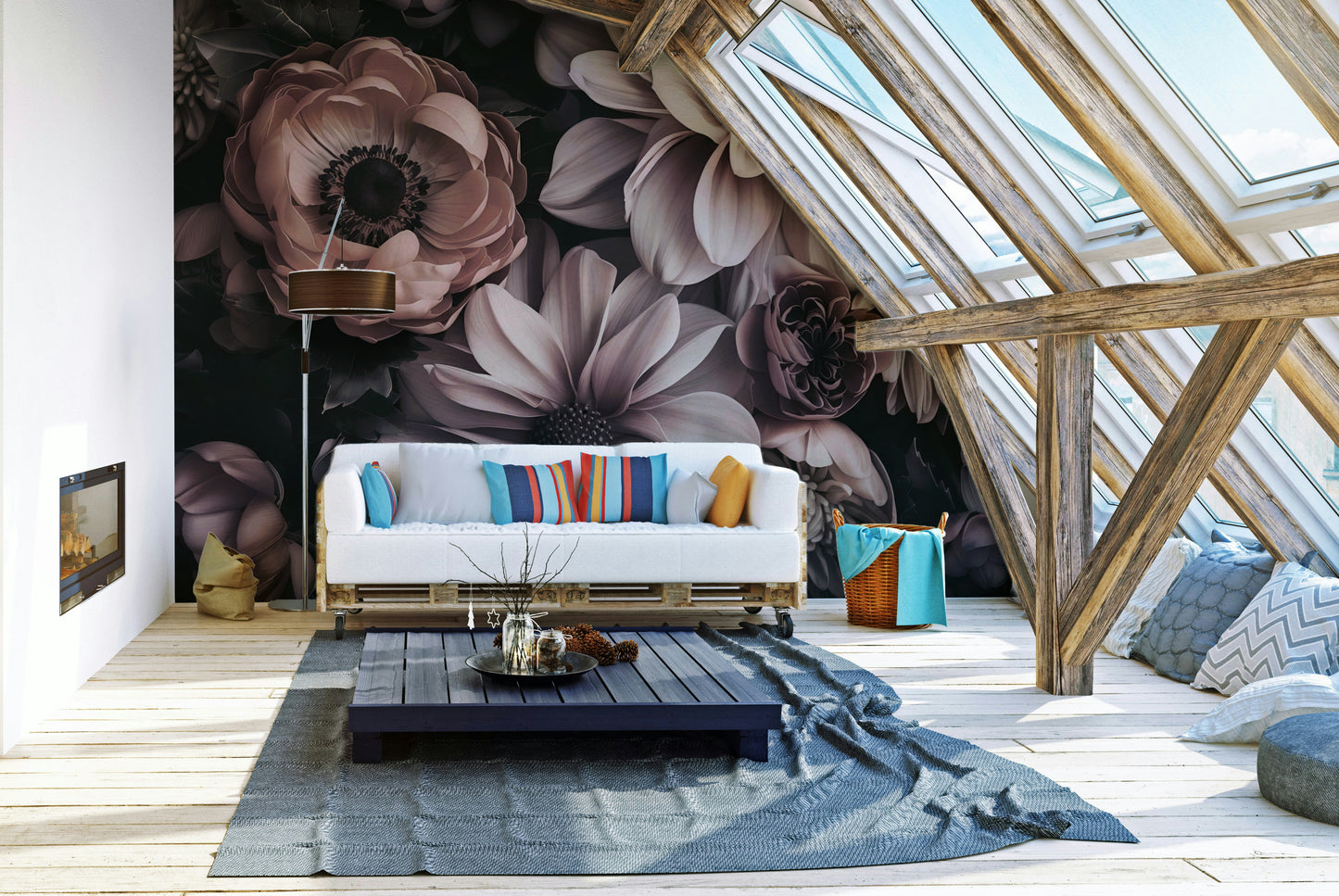 The colors are soft blush and peach tones.

