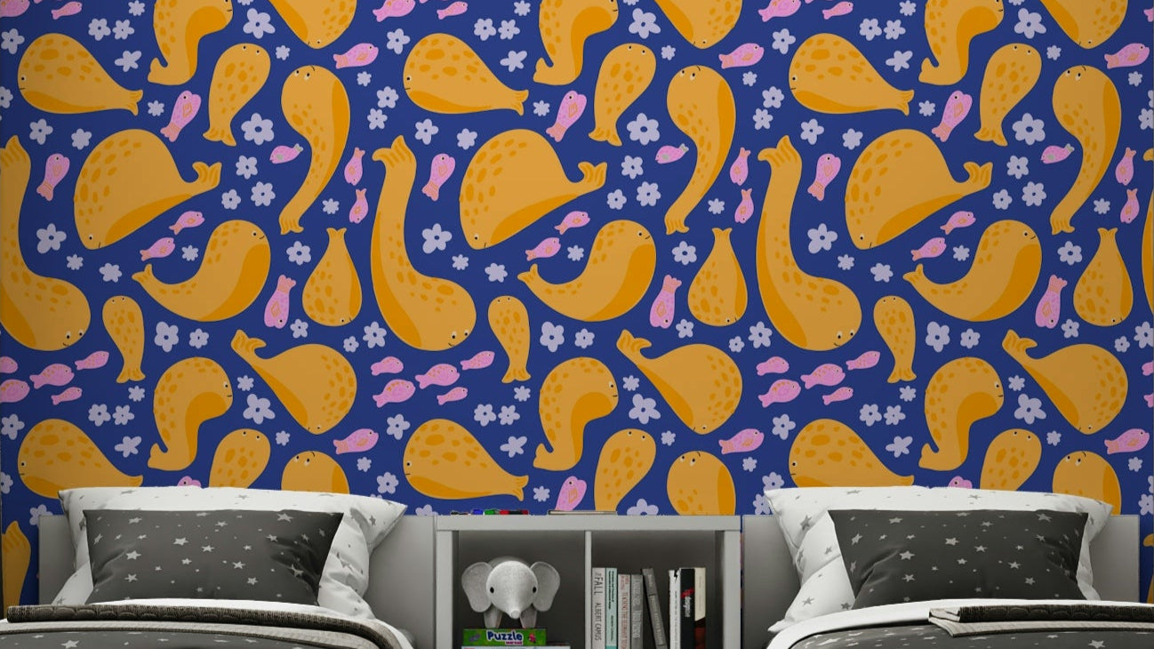 The colors are soft and cheerful tones.

