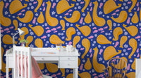 A wallpaper design with a whimsical undersea scene.

