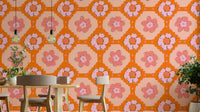 A wallpaper design with a floral burst pattern.

