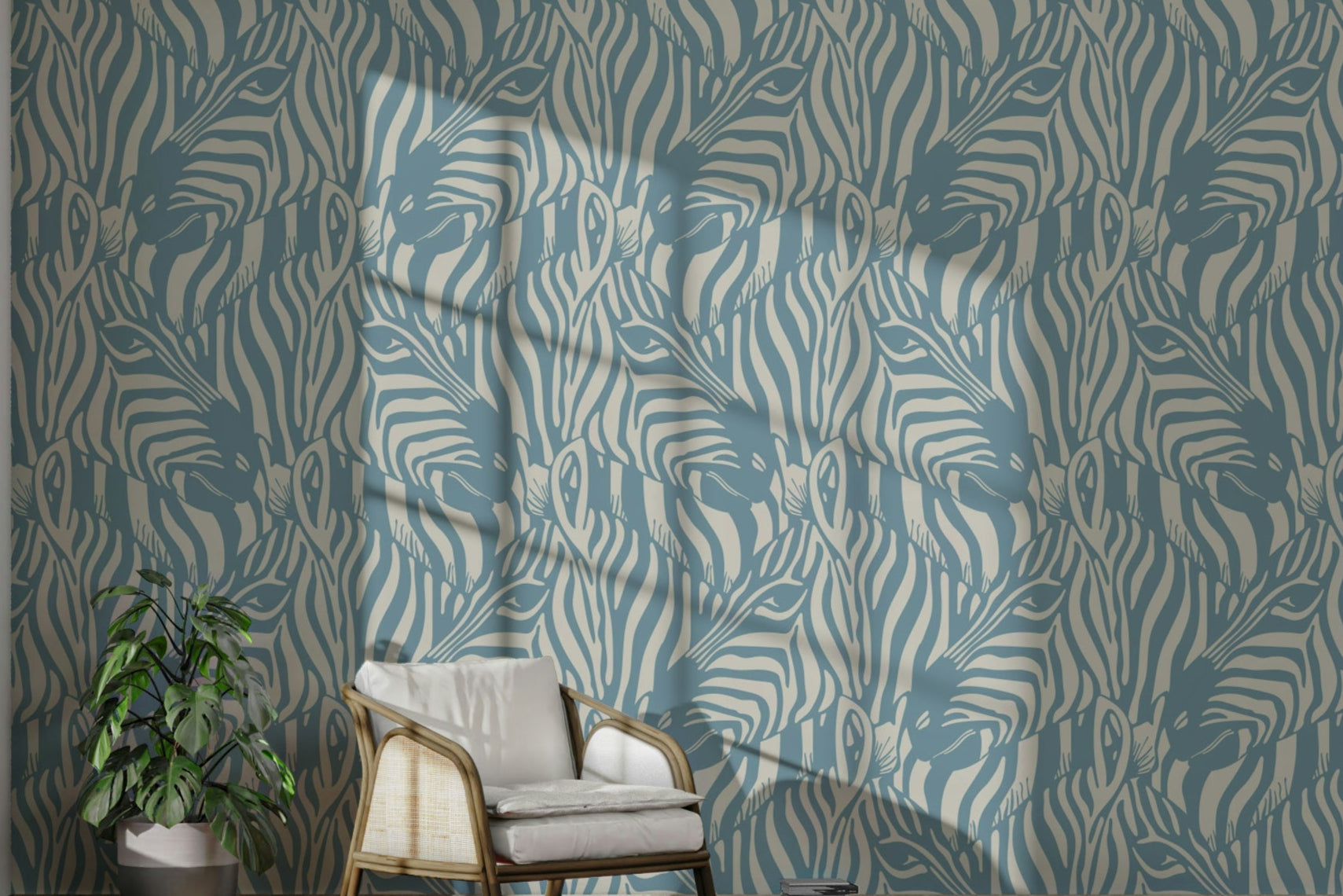 The image shows a peaceful, natural scene with a striped pattern.

