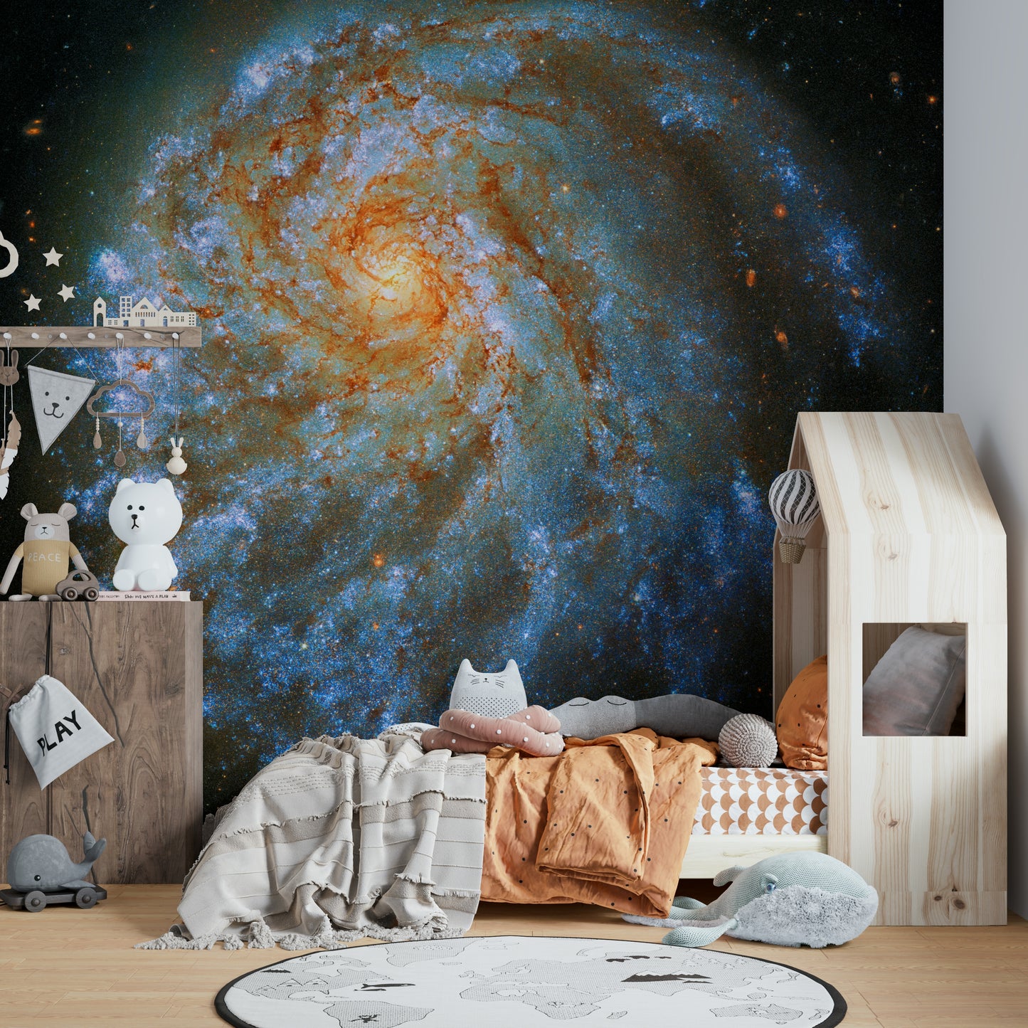 The image shows an artistic impression of a peaceful galaxy.

