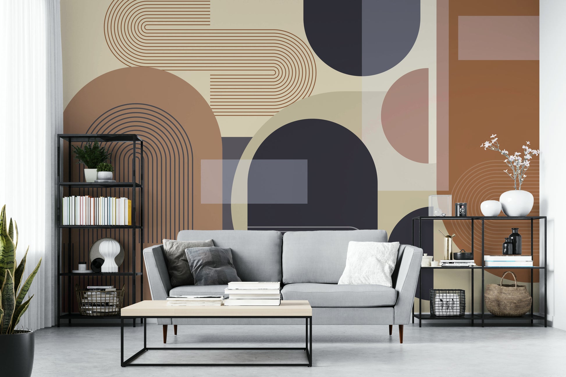 The geometric shapes are a central focus of the image.

