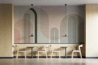 The colors are soft, muted tones of beige, cream, and gray.

