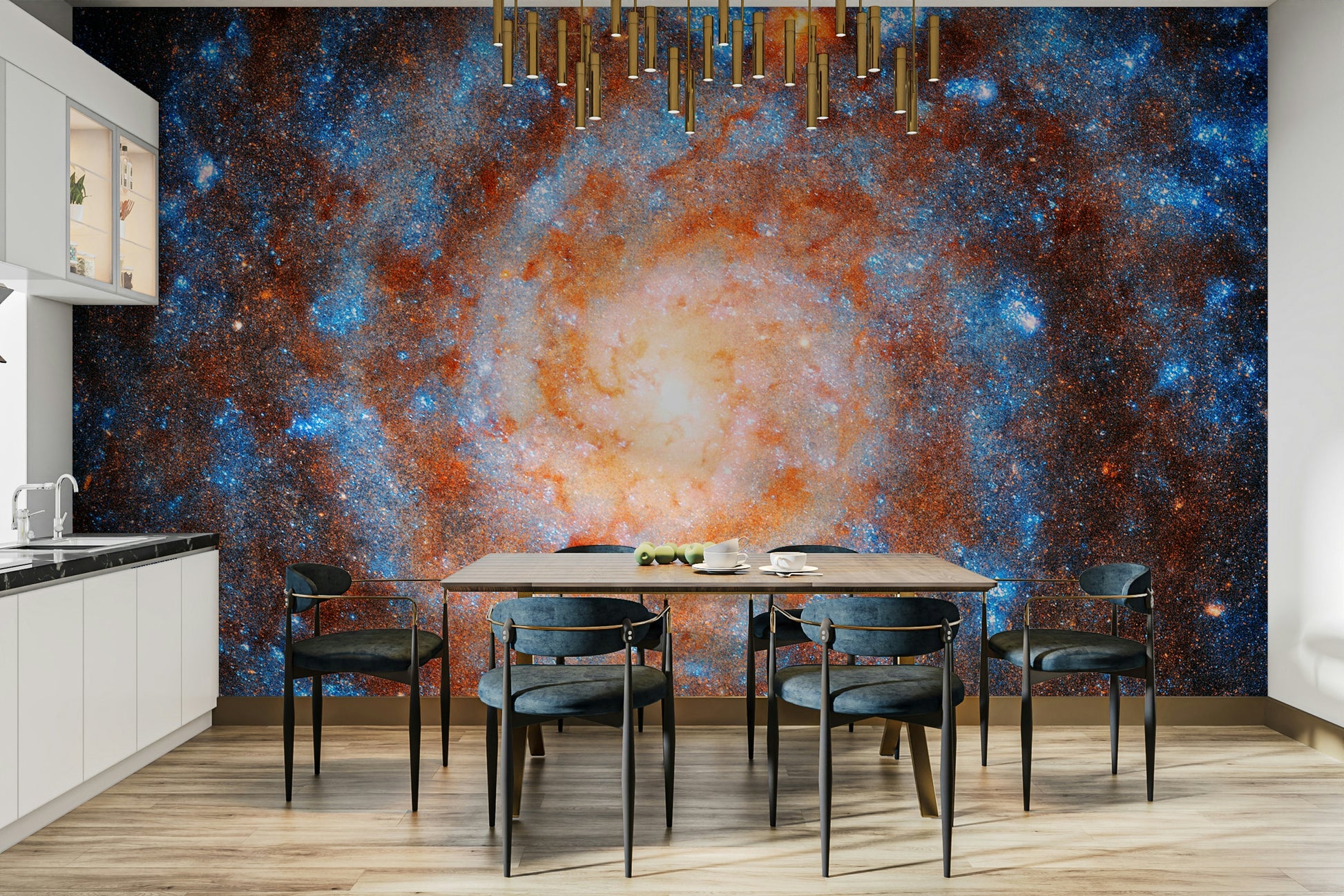 The design gives a feeling of quiet, cosmic beauty.

