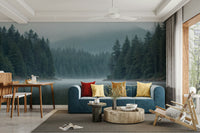 The colors are soft, muted tones of green, gray, and blue.

