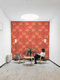A wall mural of a floral botanical pattern.

